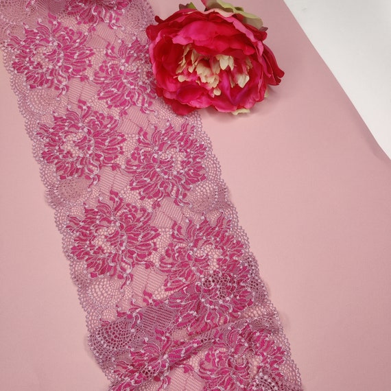 elastic <tc>lace</tc> in pink flamingo, price per 1/2 meter IDsx4
