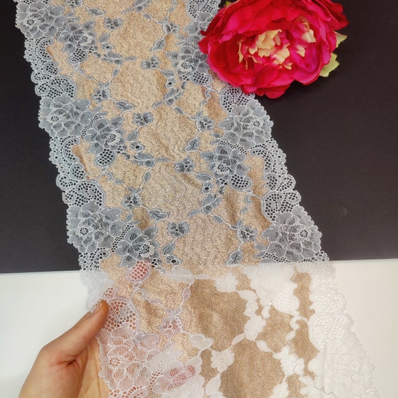 Elastische Spitze Schimmer gold/white. Gallon stretch lace Preis per 1/2 Meter IDsx4