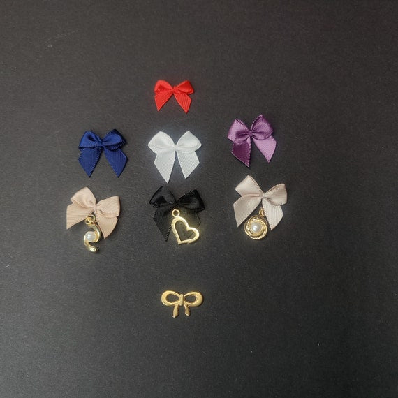 Satin bows, set of 10, bows. black/black, cream, beige, ret/red, blue/blue, rose/silver peony IDrsx18
