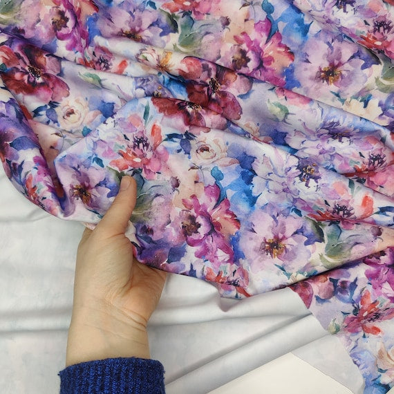0.5m Floral Microfiber Sold by the meter. Bi-elastic lingerie, 4-way stretch fabric, dance fabric, functional jersey. Lingerie fabrics.