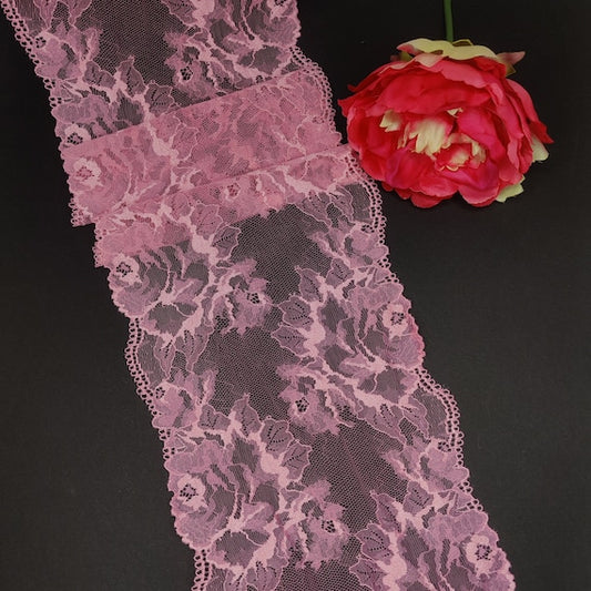 Elastic <tc>lace</tc> in pink / pink. Leavers. Price per 1/2 meter IDsx4
