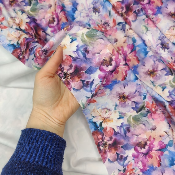 0.5m Floral Microfiber Sold by the meter. Bi-elastic lingerie, 4-way stretch fabric, dance fabric, functional jersey. Lingerie fabrics.