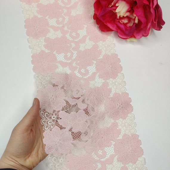 elastic <tc>lace</tc> in pink/ecru, price per 1/2 meter IDsx4