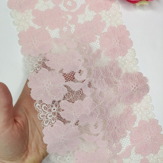 elastic <tc>lace</tc> in pink/ecru, price per 1/2 meter IDsx4