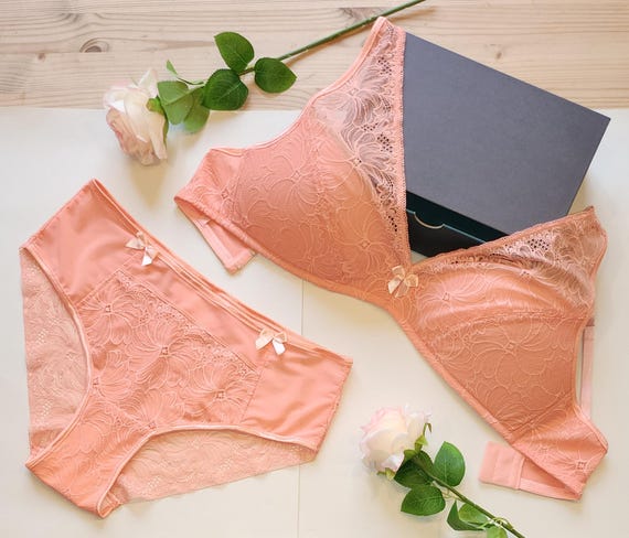 Kit de couture pour soutien-gorge et culotte ou ensemble de couture avec dentelle, microfibre, Powernet et tulle corail. IDnsx1