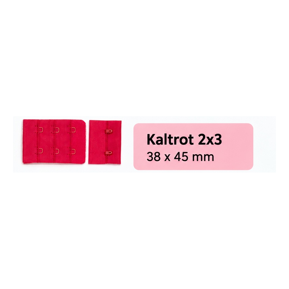 Cierre de sujetador 2x3 y 2x2 | Rojo, rojo oscuro, naranja | Ganchos y ojales de sujetador en rojo, rojo oscuro y naranja