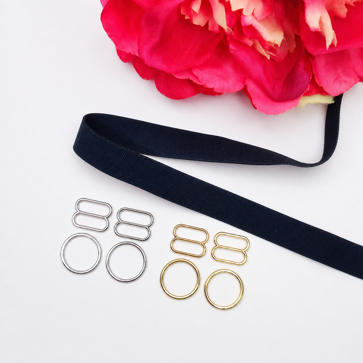 Ringe & Schieber Set 15mm – Bademode & Bikini nähen | Metall Gold & Silber