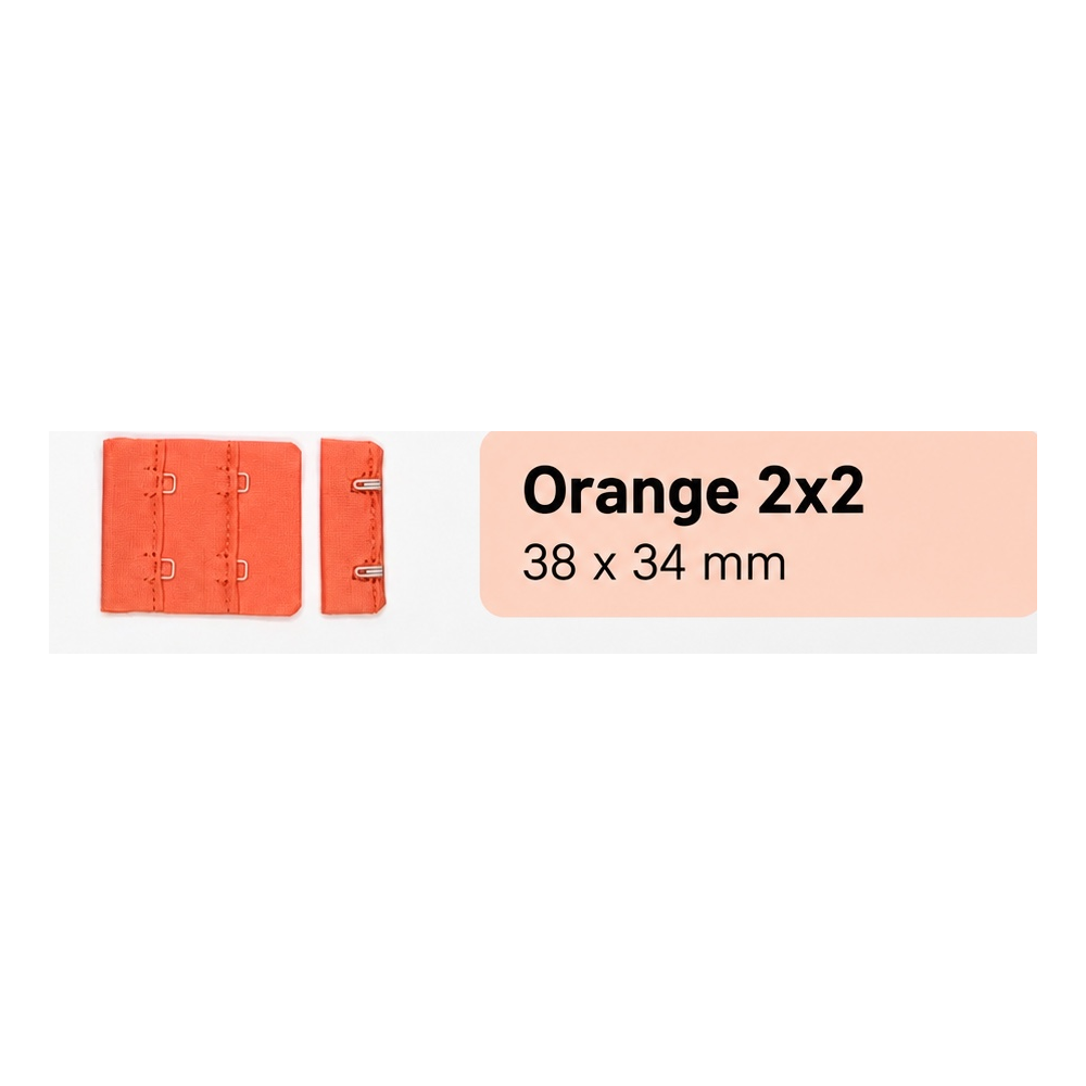 Cierre de sujetador 2x3 y 2x2 | Rojo, rojo oscuro, naranja | Ganchos y ojales de sujetador en rojo, rojo oscuro y naranja