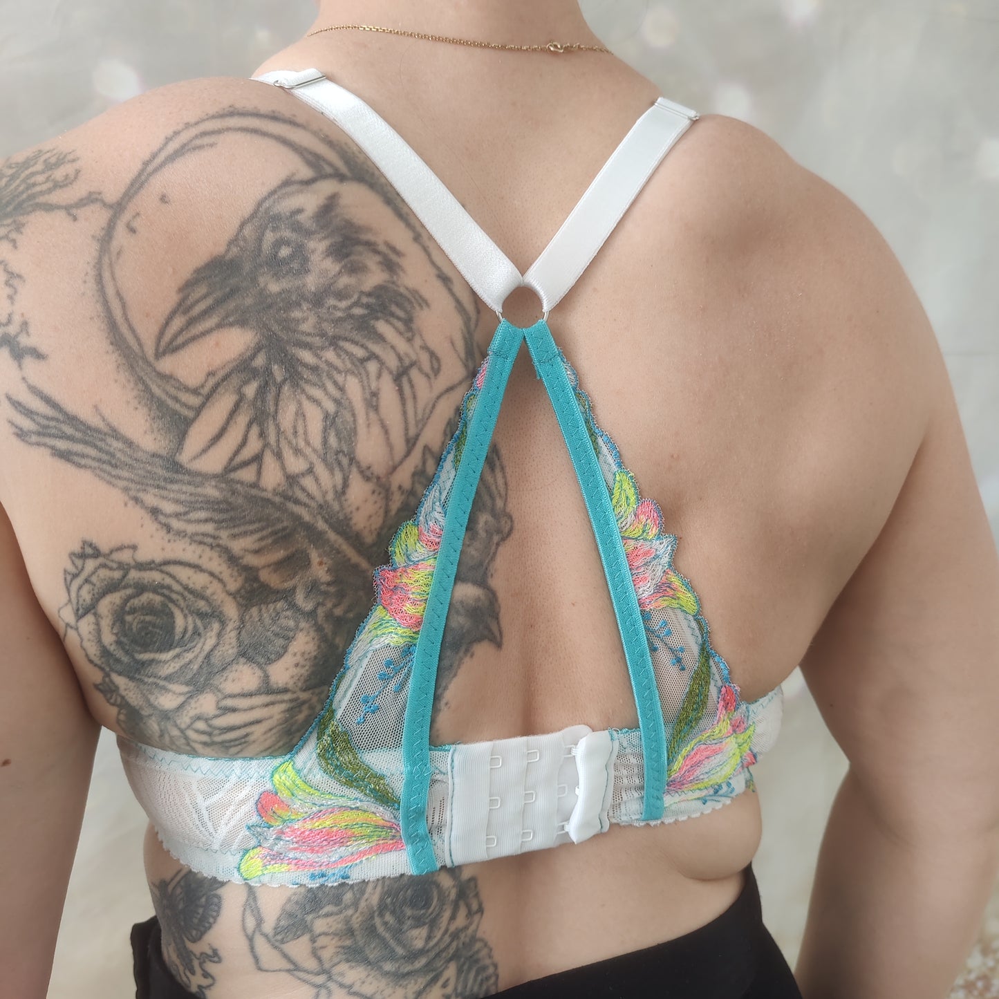 Kreativpaket zum BH Nähen,Dessous DIY Nähset für BH und Slip mit Stickereispitze, Powernet-Lycra und Einzugsware - neon mint. IDnsx1