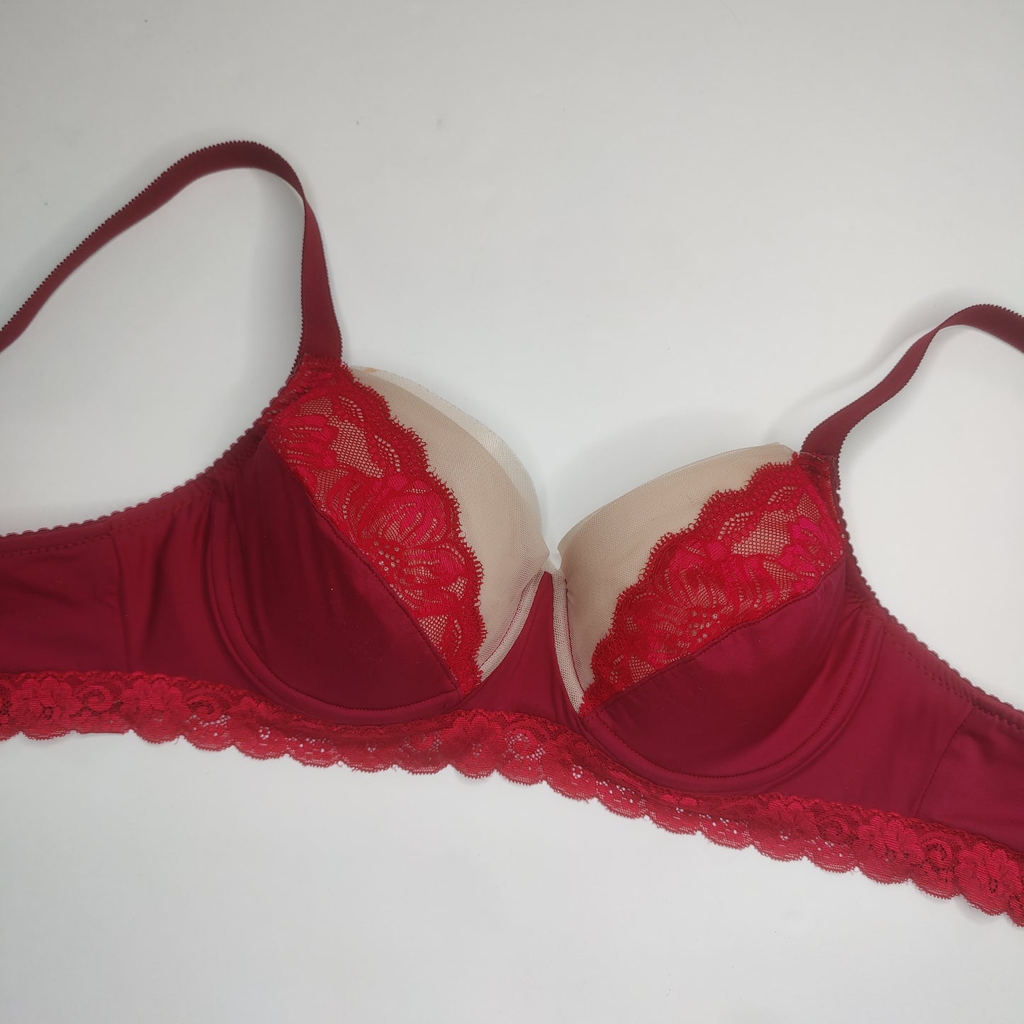 Sewing kit for 2x bras and panties or sewing package with elastic <tc>lace</tc>, microfiber and powernet. Raspberry. Sew your own bra and panties. IDnsx1