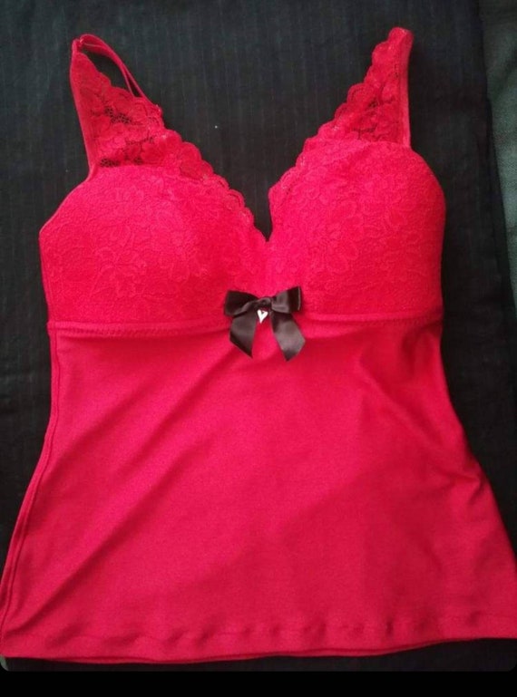 Nähset für BH Hemd Vanessa / Nähpaket mit Spitze und Mikrofaser rot IDvx21 LingerieMeMade