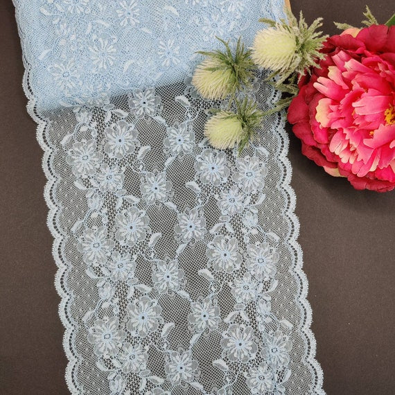 elastic <tc>lace</tc> floral blue, price per 1/2 meter IDsx4