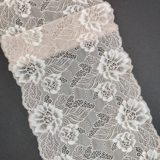 élastique <tc>Dentelle</tc>, <tc>Dentelle</tc>bordure rose poudré, prix au 1/2 mètre IDsx4