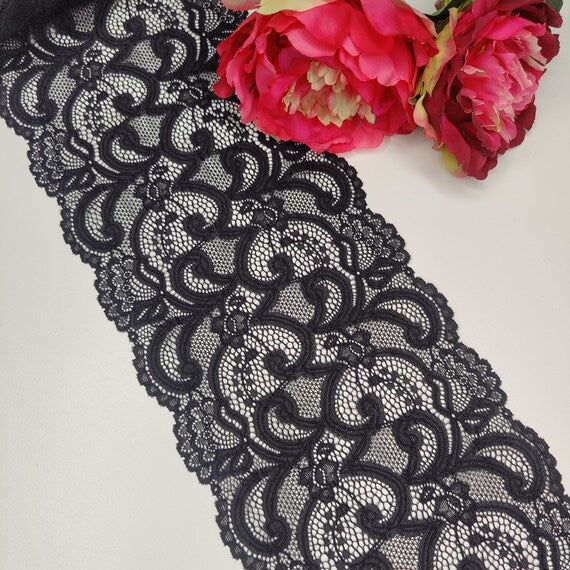 elastic <tc>lace</tc> black, price per 1/2 meter IDsx4