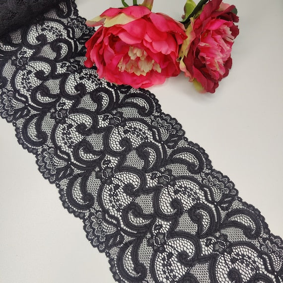 elastic <tc>lace</tc> black, price per 1/2 meter IDsx4